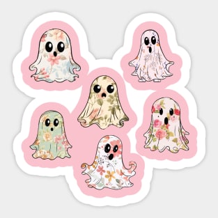 Cute Floral Ghosts Sticker